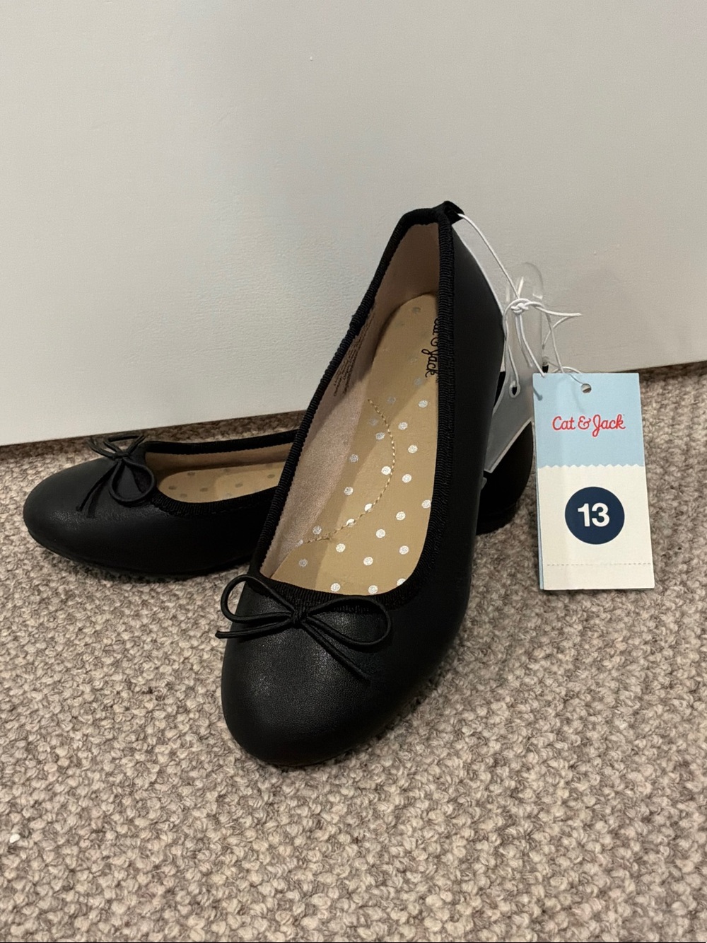 Cat & Jack Black Girl's Bow Ballet Flats